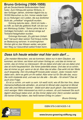 Rückseitencover Bruno Gröning: "Dass ich heute wieder mal hier sein darf ..."