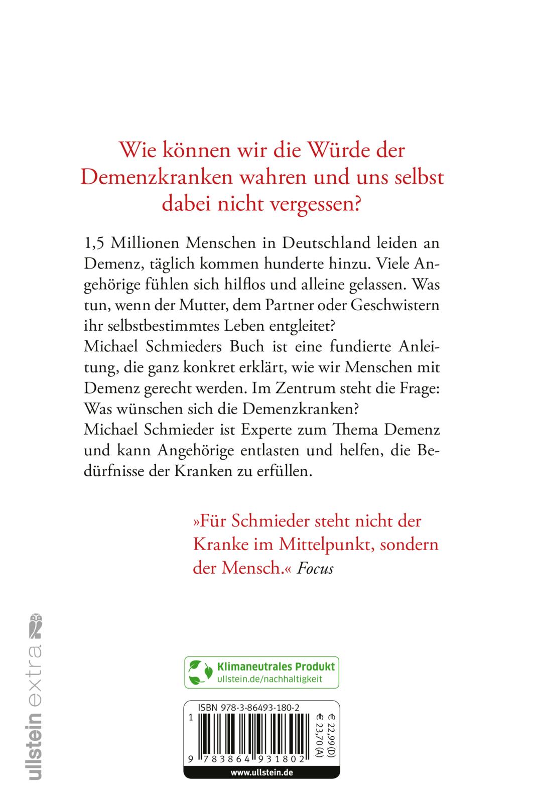 Rückseitencover Dement, aber nicht vergessen