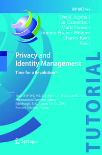 Vorderes Coverbild Privacy and Identity Management. Time for a Revolution?