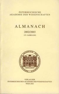 Vorderes Coverbild Almanach der Akademie der Wissenschaften / Almanach der philosophisch-historischen Klasse der Österreichischen Akademie der Wissenschaften Jahrgang 153