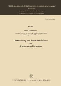 Vorderes Coverbild Untersuchung von Schraubendrehern und Schraubenverbindungen