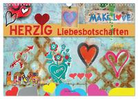 Vorderes Coverbild Herzig Liebesbotschaften (Wandkalender 2025 DIN A3 quer), CALVENDO Monatskalender