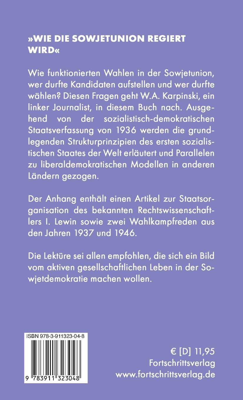 Rückseitencover Wie die Sowjetunion regiert wird
