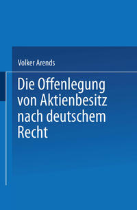 Vorderes Coverbild Die Offenlegung von Aktienbesitz nach deutschem Recht