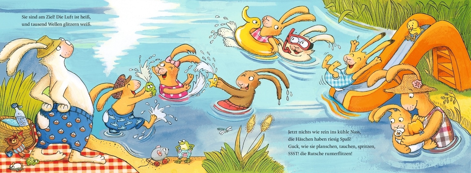 Beispielinhalt (Bild) Wenn sieben kleine Badehasen quietschfidel ans Wasser rasen
