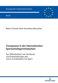 Vorderes Coverbild Transparenz in der internationalen Sportschiedsgerichtsbarkeit