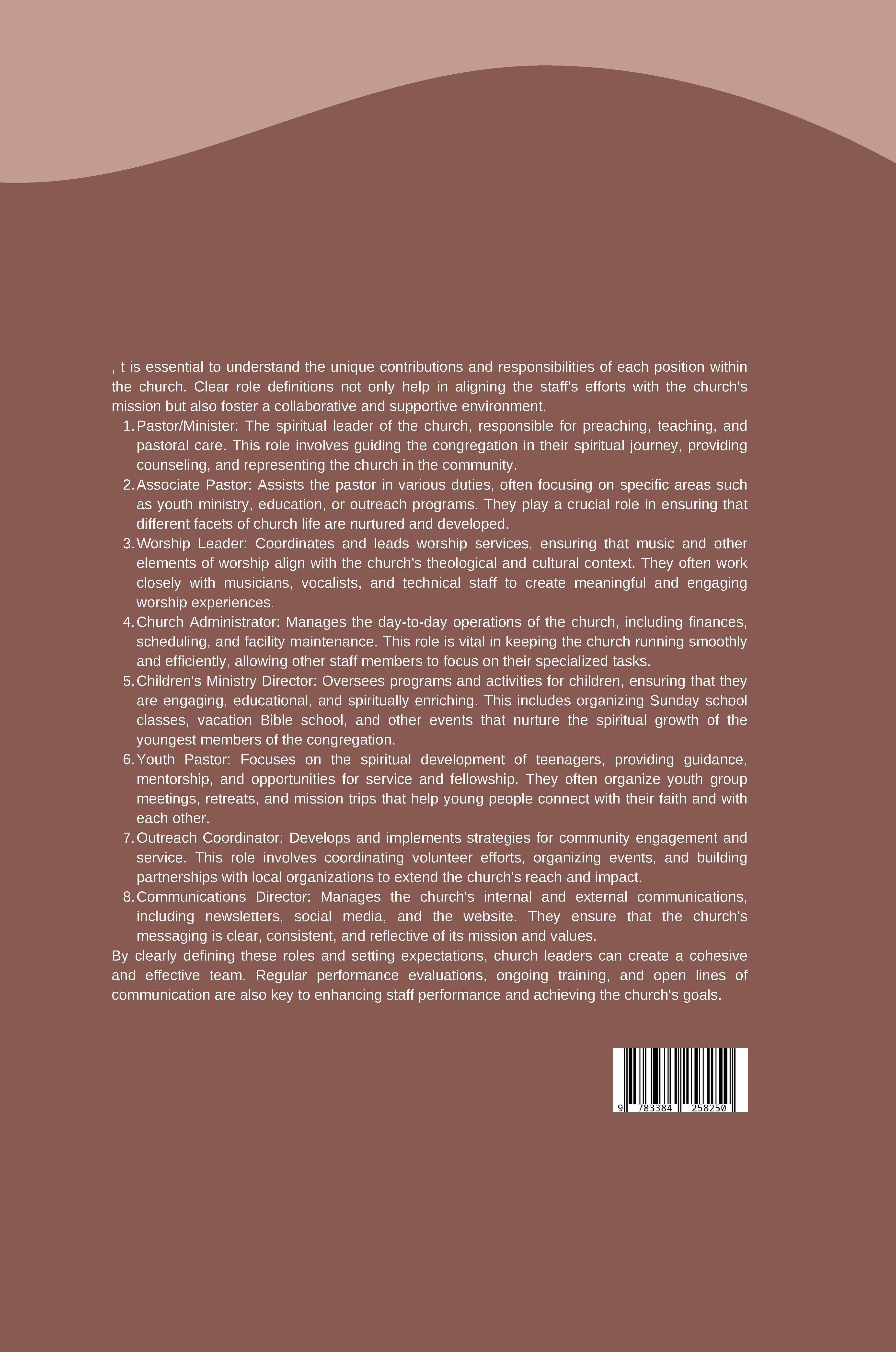 Rückseitencover Defining the Roles: A Guide to Enhancing Church Staff Performance