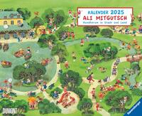 Vorderes Coverbild DUMONT - Ali Mitgutsch 2025 Wandkalender, 52x42,5cm, Wimmelbilder für Kinder im Querformat, Rundherum in Stadt und Land