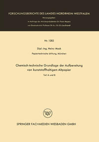 Vorderes Coverbild Chemisch-technische Grundlage der Aufbereitung von kunststoffhaltigem Altpapier