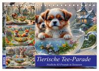 Vorderes Coverbild Tierische Tee-Parade (Tischkalender 2025 DIN A5 quer), CALVENDO Monatskalender
