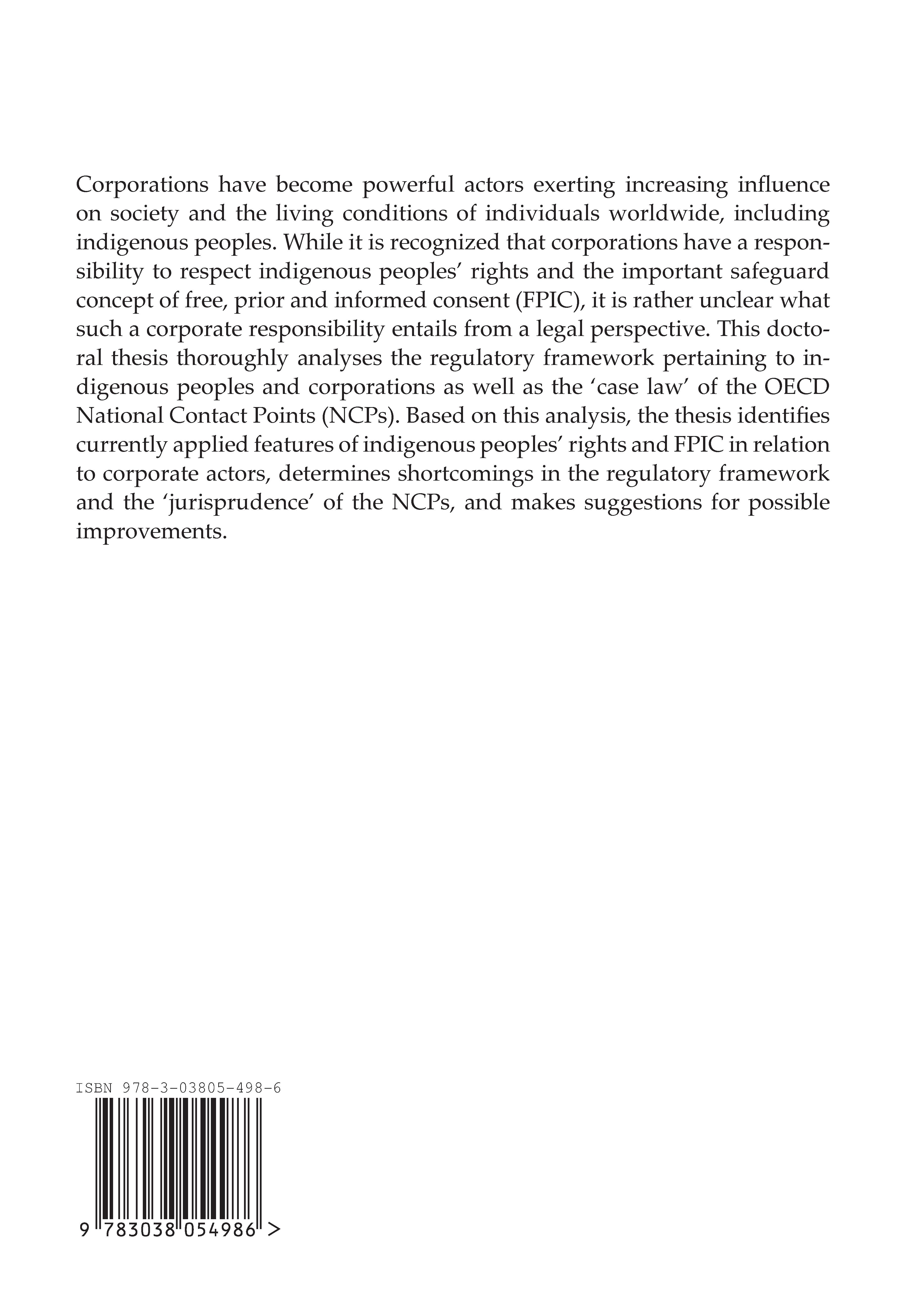 Rückseitencover The Implementation of Free, Prior and Informed Consent and Indigenous Peoples’ Rights under the OECD Guidelines for Multinational Enterprises