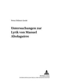 Vorderes Coverbild Untersuchungen zur Lyrik von Manuel Altolaguirre