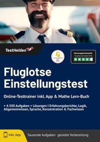 Vorderes Coverbild Fluglotse Einstellungstest: Online-Testtrainer inkl. App & Mathe Lern-Buch + 4.500 Aufgaben + Lösungen I Erfahrungsberichte, Logik, Allgemeinwissen, Sprache, Konzentration & Fachwissen