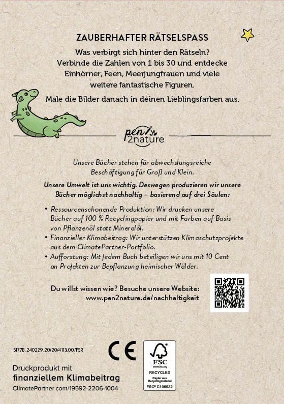 Rückseitencover Von Punkt zu Punkt Zauberwelt. Mit Zahlen von 1 bis 30.