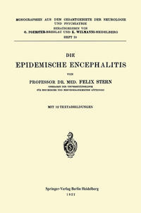 Vorderes Coverbild Die Epidemische Encephalitis