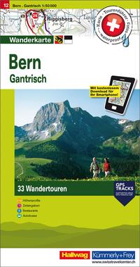 Vorderes Coverbild Kümmerly+Frey Wandertourenkarte 12 Bern 1:50.000