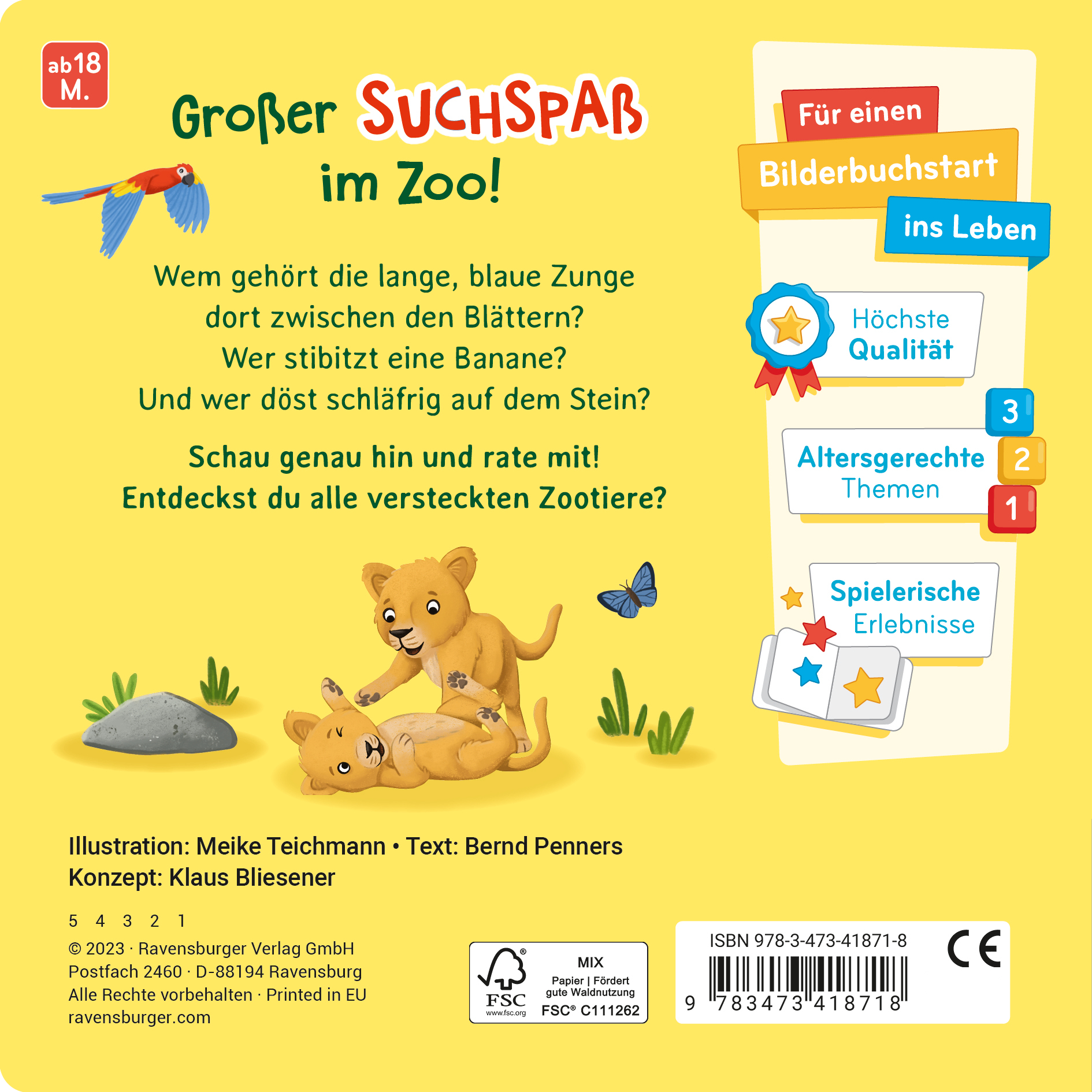 Rückseitencover Rate mal - Wer spielt im Zoo?