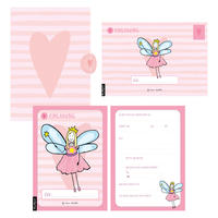 Vorderes Coverbild 12 Einladungskarten Geburtstag Mädchen (Feen). Handgemachte Einladungskarten Kindergeburtstag incl. 12 liebevollen Hand designten Briefumschlägen. Verpackt in einer wundervollen hochwertigen Karton Box. By Lisa Wirth