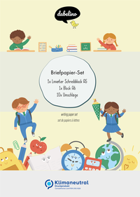 Vorderes Coverbild Liniertes Briefpapier-Set für Schulkinder zur Einschulung für Mädchen/ Jungen
