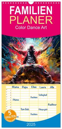Vorderes Coverbild Familienplaner 2025 - Color Dance Art mit 5 Spalten (Wandkalender, 21 x 45 cm) CALVENDO
