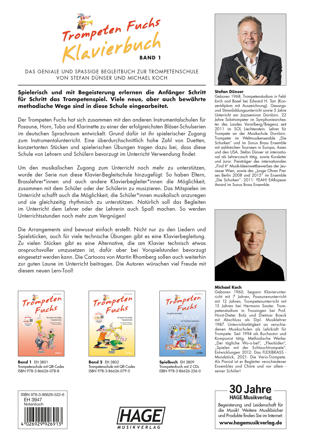 Rückseitencover Trompeten Fuchs 1 - Klavier-Begleitbuch