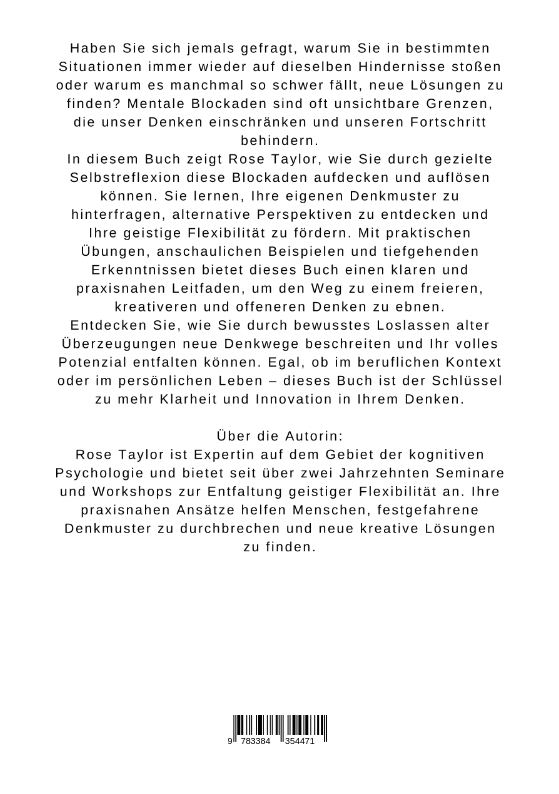 Rückseitencover Mentale Blockaden lösen: Der Schlüssel zu neuen Denkwegen