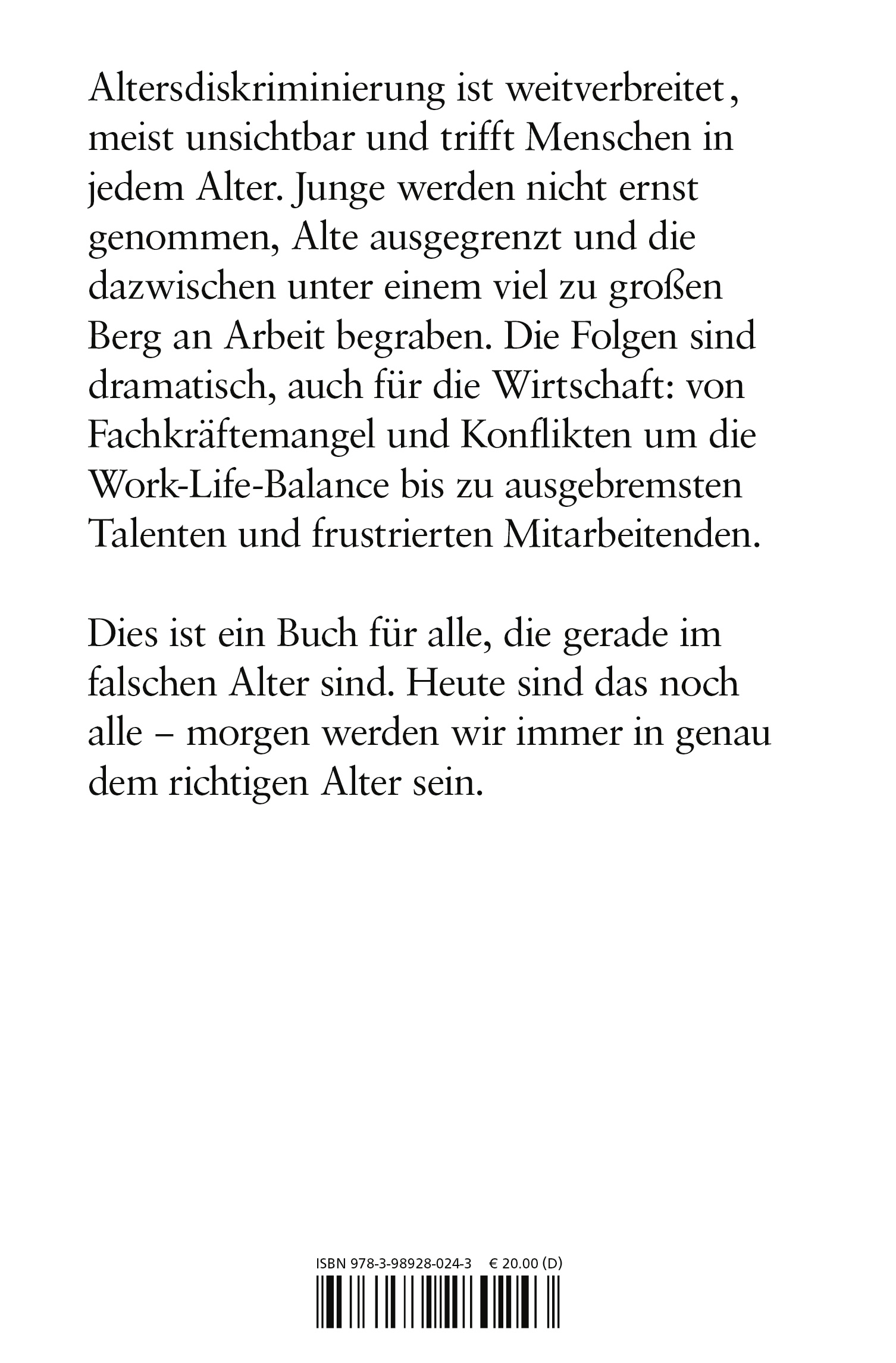 Rückseitencover Zu jung? Zu alt? Egal!