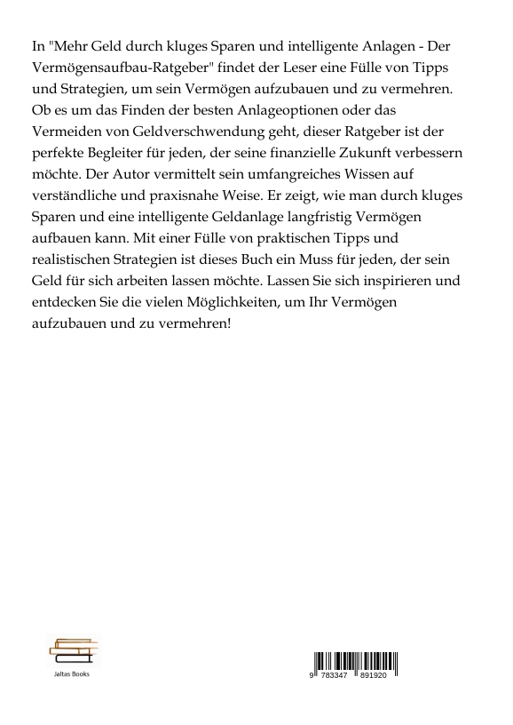 Rückseitencover Mehr Geld durch kluges Sparen und intelligente Anlagen