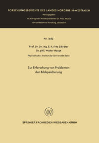 Vorderes Coverbild Zur Erforschung von Problemen der Bildspeicherung