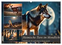 Vorderes Coverbild Heimische Tiere im Mondlicht (Wandkalender 2025 DIN A2 quer), CALVENDO Monatskalender