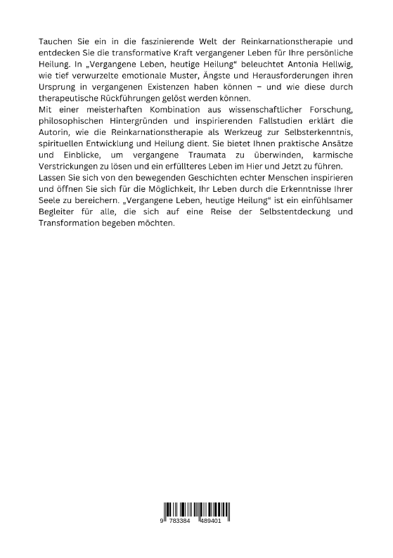 Rückseitencover Vergangene Leben, heutige Heilung