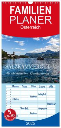Vorderes Coverbild Familienplaner 2025 - Salzkammergut - Die schönsten Seen Oberösterreichs mit 5 Spalten (Wandkalender, 21 x 45 cm) CALVENDO