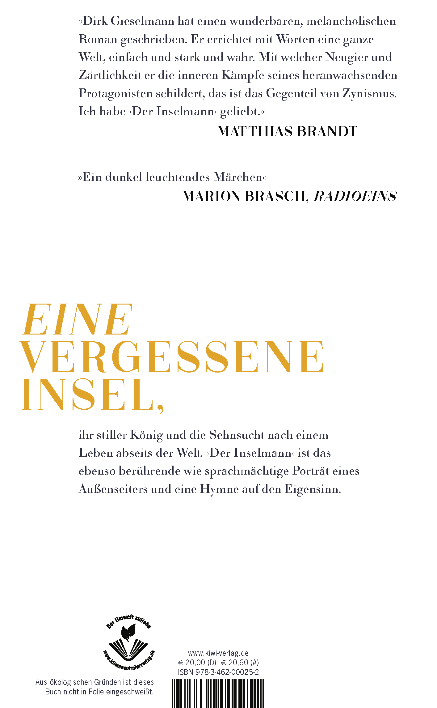 Rückseitencover Der Inselmann