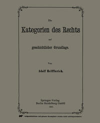 Vorderes Coverbild Die Kategorien des Rechts auf geschichtlicher Grundlage