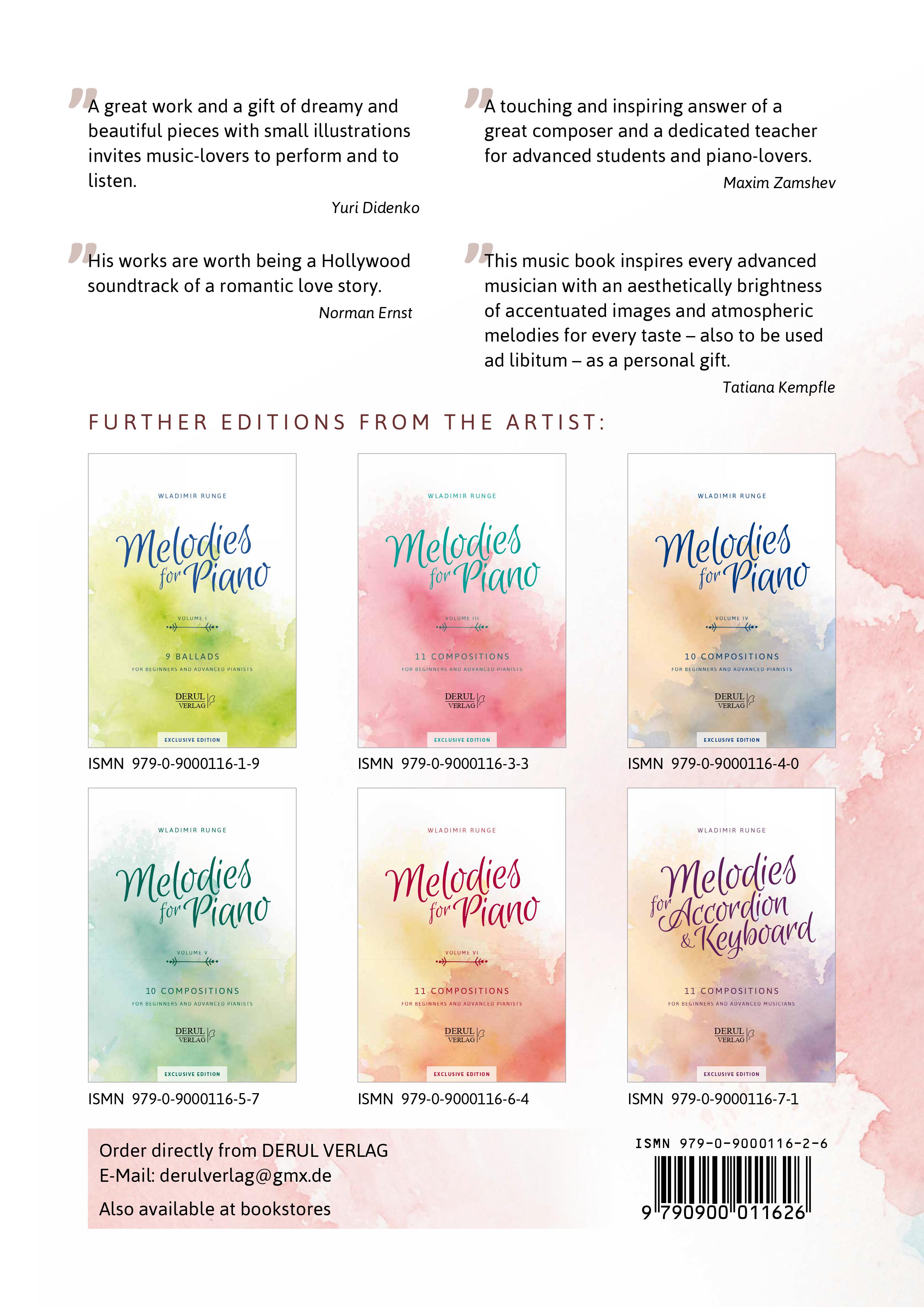 Anderes Coverbild MELODIES for PIANO, VOLUME II, 9 COMPOSITIONS