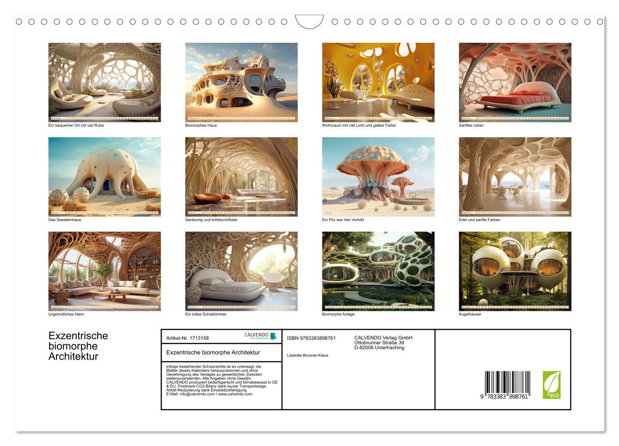 Beispielinhalt (Bild) Exzentrische biomorphe Architektur (Wandkalender 2025 DIN A3 quer), CALVENDO Monatskalender
