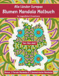 Vorderes Coverbild Alle Länder Europas Blumen Mandala Malbuch