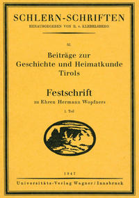 Vorderes Coverbild Beiträge zur Geschichte und Heimatkunde Tirols