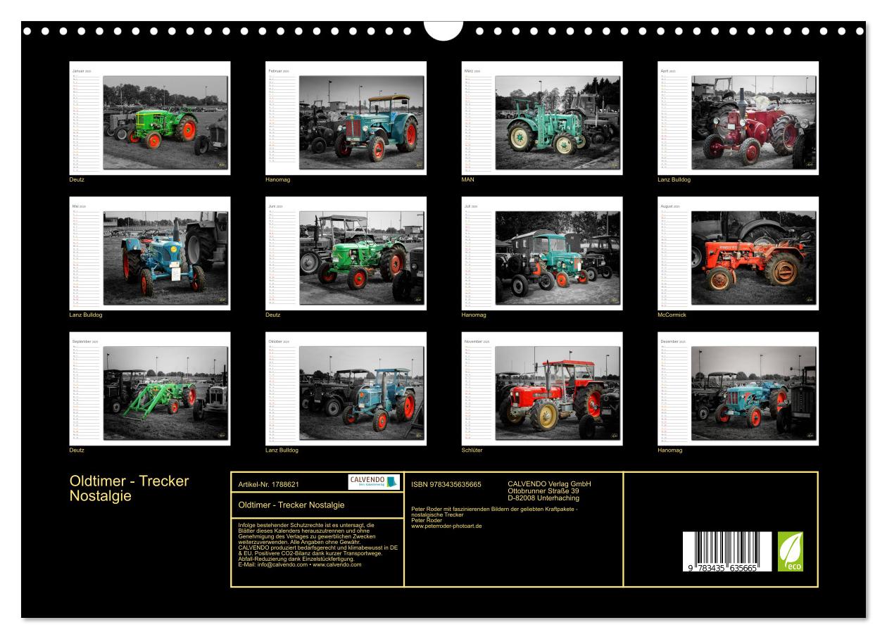 Beispielinhalt (Bild) Oldtimer - Trecker Nostalgie (Wandkalender 2025 DIN A3 quer), CALVENDO Monatskalender