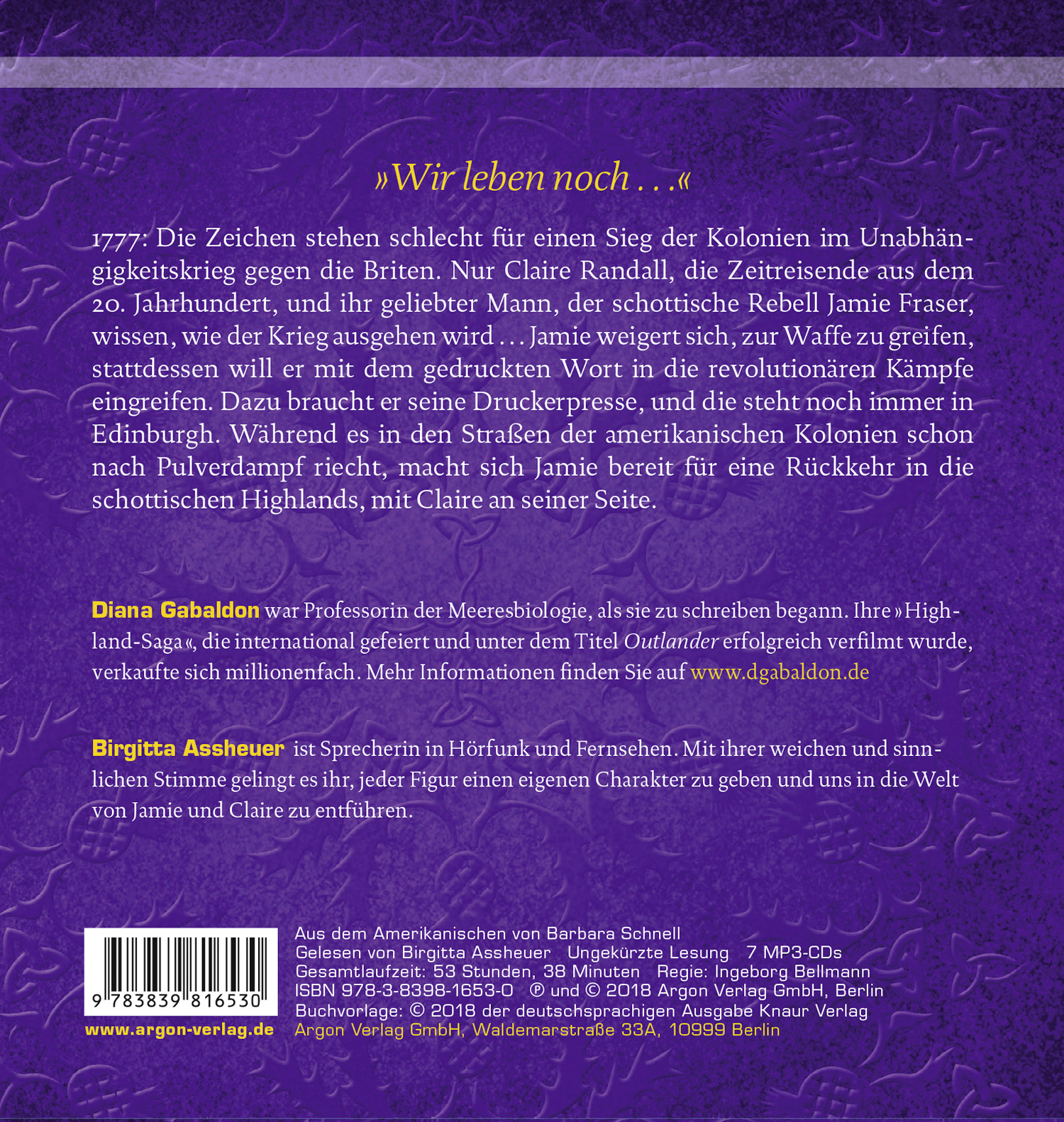 Rückseitencover Outlander – Echo der Hoffnung