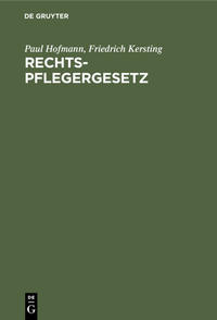 Vorderes Coverbild Rechtspflegergesetz