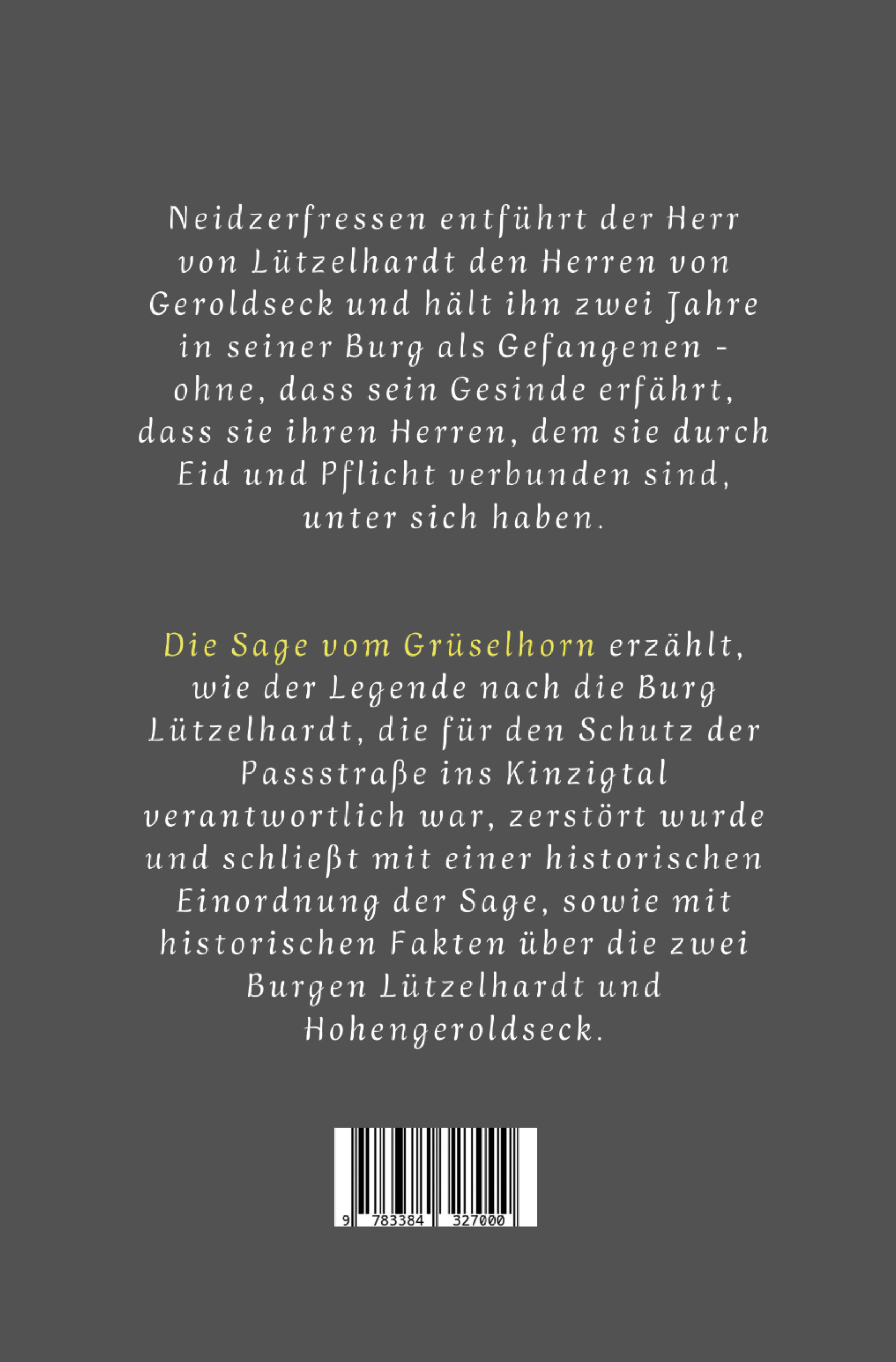 Rückseitencover Die Sage vom Grüselhorn