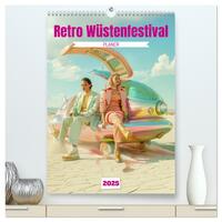 Vorderes Coverbild Retro Wüstenfestival - Planer (hochwertiger Premium Wandkalender 2025 DIN A2 hoch), Kunstdruck in Hochglanz