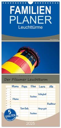 Vorderes Coverbild Familienplaner 2025 - Der Pilsumer Leuchtturm mit 5 Spalten (Wandkalender, 21 x 45 cm) CALVENDO