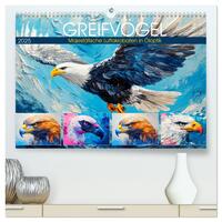 Vorderes Coverbild Greifvögel. Majestätische Luftakrobaten in Öloptik (hochwertiger Premium Wandkalender 2025 DIN A2 quer), Kunstdruck in Hochglanz