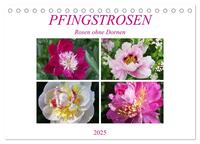 Vorderes Coverbild PFINGSTROSEN Rosen ohne Dornen (Tischkalender 2025 DIN A5 quer), CALVENDO Monatskalender
