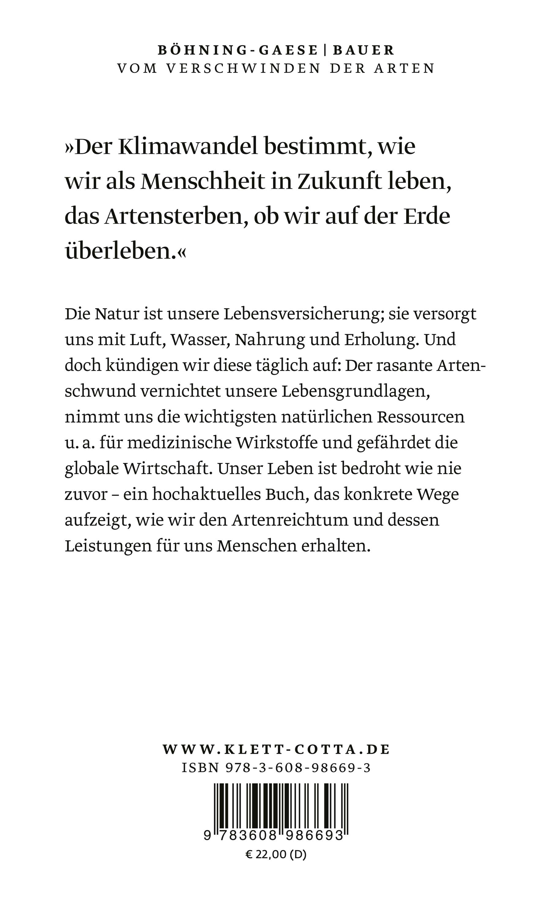 Rückseitencover Vom Verschwinden der Arten