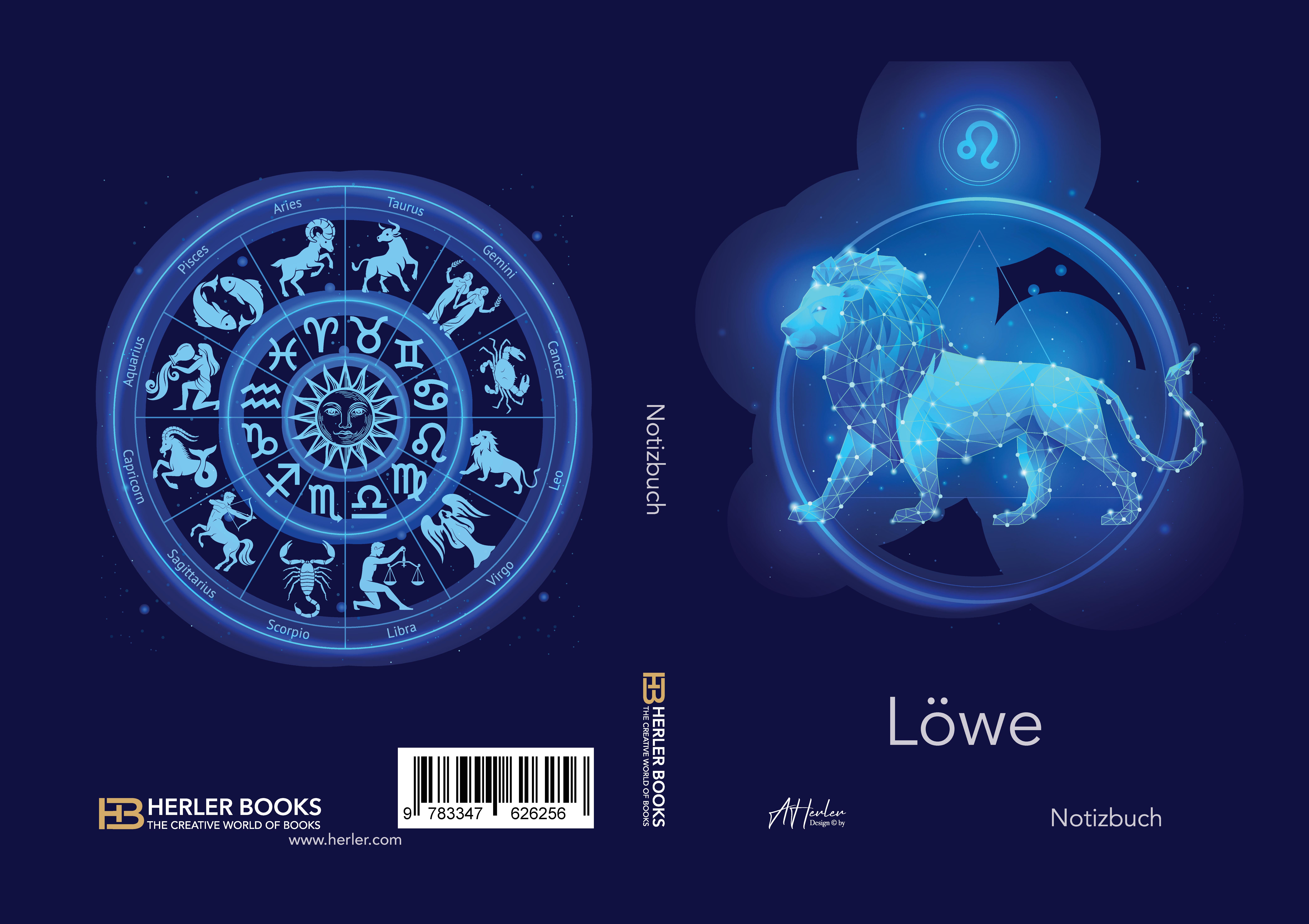 Gesamtes Coverbild Sternzeichen Löwe Notizbuch | Designed by Alfred Herler
