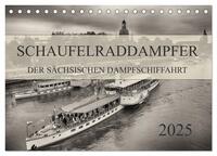 Vorderes Coverbild Schaufelraddampfer der Sächsischen Dampfschiffahrt (Tischkalender 2025 DIN A5 quer), CALVENDO Monatskalender