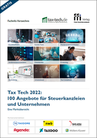 Vorderes Coverbild Tax Tech 2022: 100 Angebote für Steuerkanzleien und Unternehmen